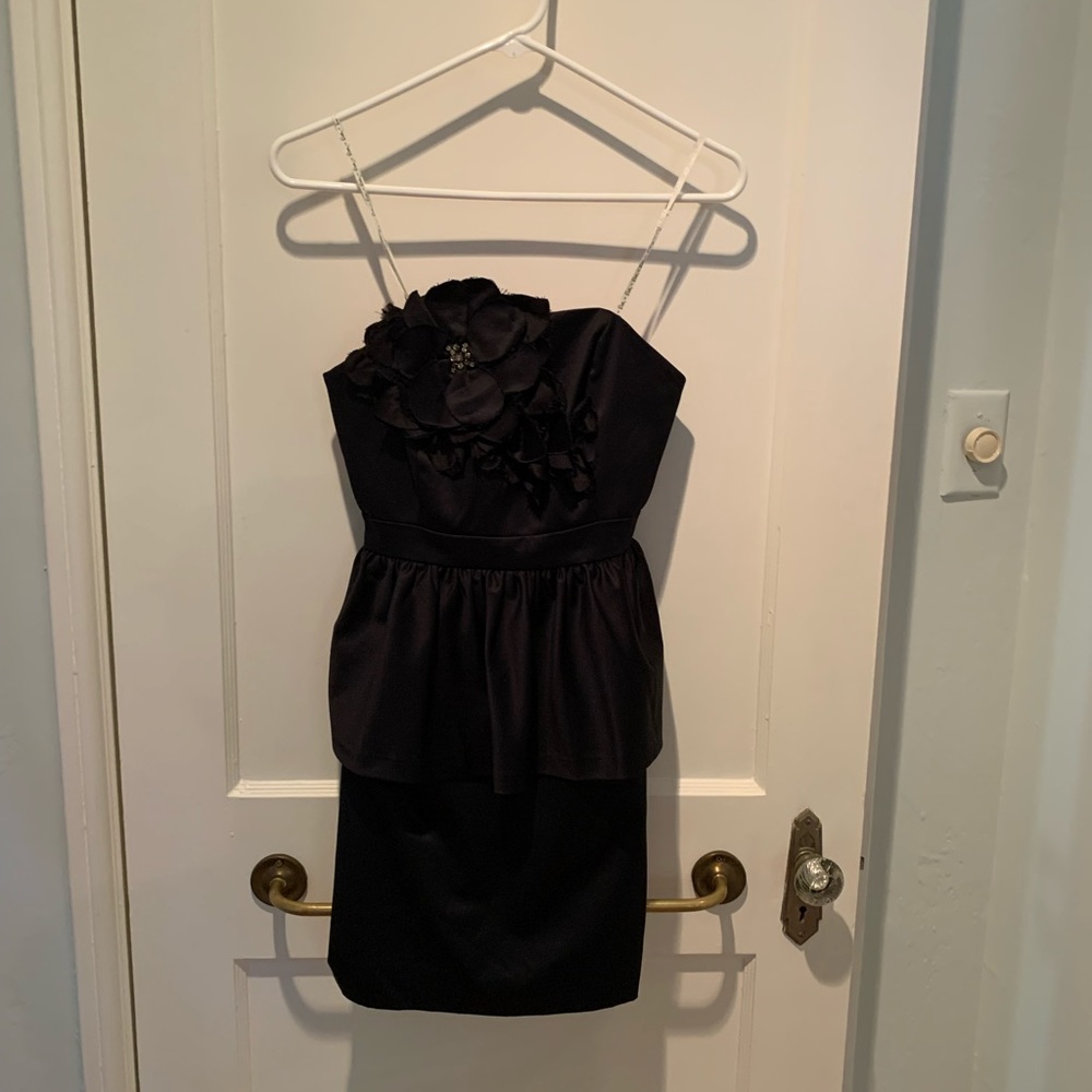 Lilly Pulitzer strapless black peplum dress